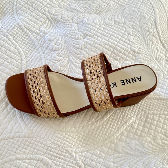 NEW in Box Anne Klein Brooke Natural Woven & Leather Slide Sandals 9M Coastal - Picture 5 of 15